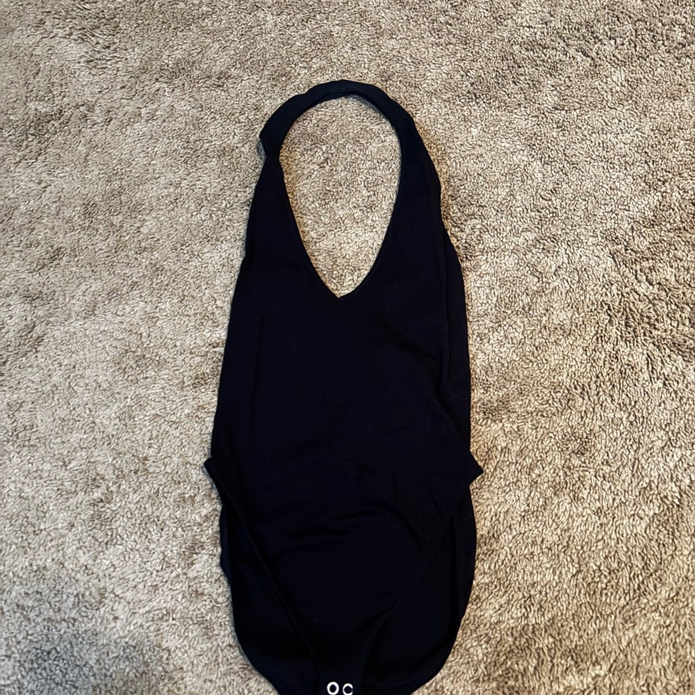 Stylish Black Halter Bodysuit